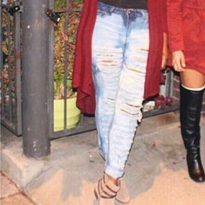 Full Leg Distressed Skinny Jeans - size 10